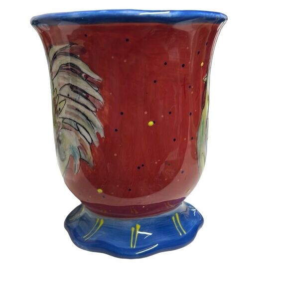 Certified International Susan Winget Rooster Design Footed Coffee Mug - Picture 4 of 5